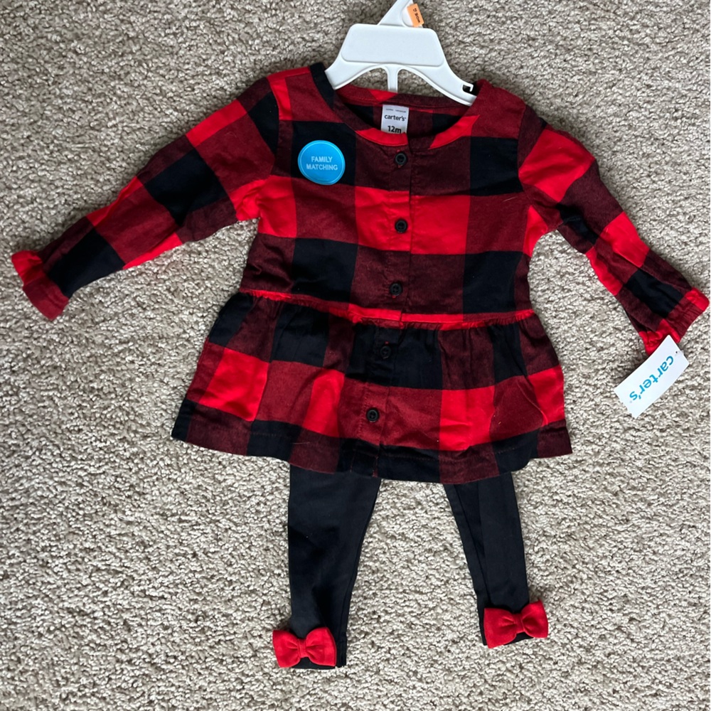 Carter’s Infants Buffalo Plaid 2-Piece Dress with Leggings - NWT